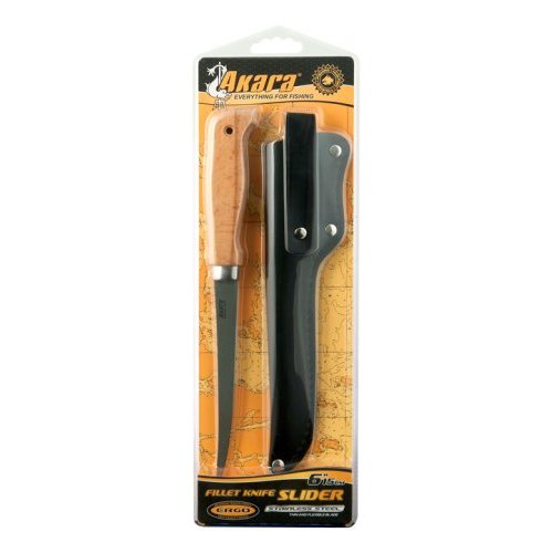 Нож Akara Fillet Slider FK12 15 см кожаный чехол, фото